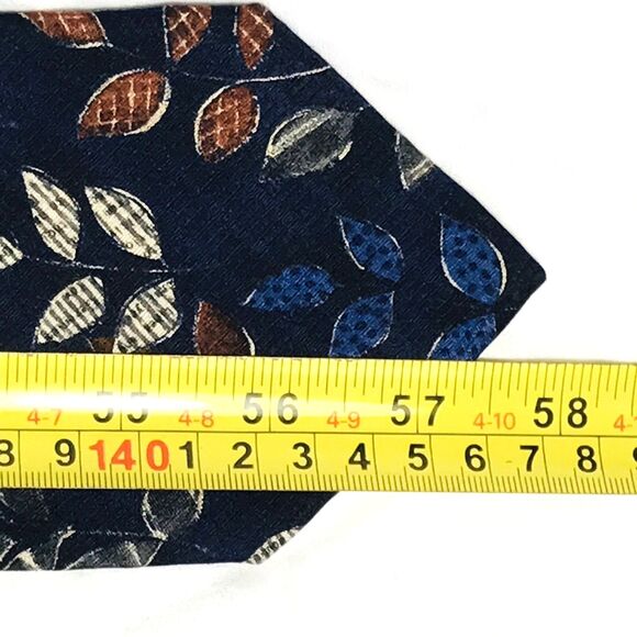 Ermenegildo Zegna Italy Madras Tie Italian Silk Leaf Tree Blue Luxury Money Y2K - Picture 10 of 12